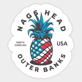 Nags Head, NC Summertime Vacationing Patriotic Pineapple Sticker